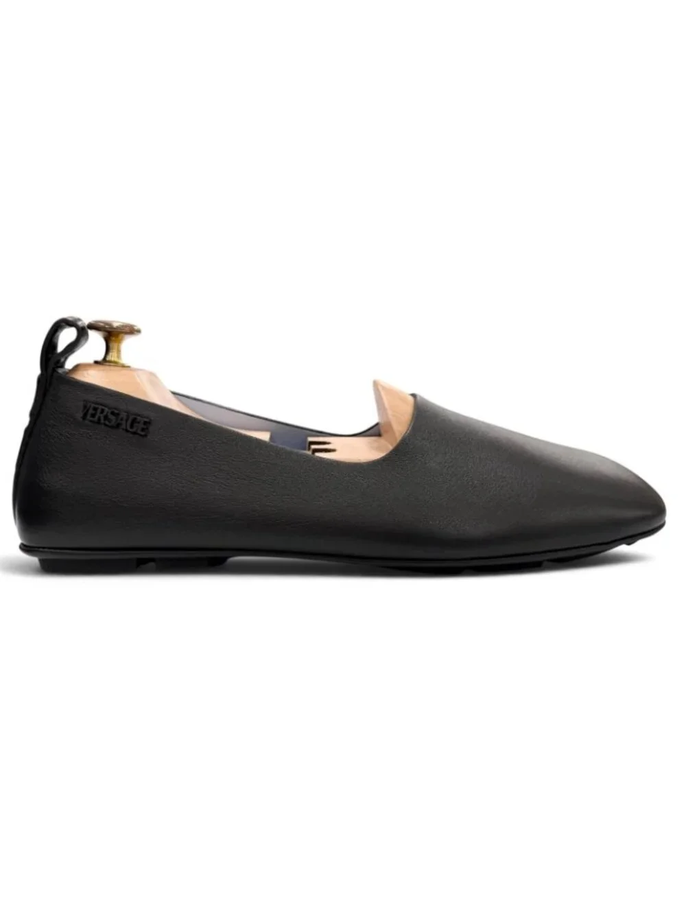 Versace Villa Leather Logo with Driving Shoes Slippon Black